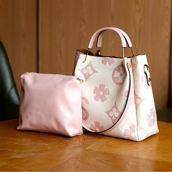 Handbags - Elegant Flower Embossed Handbag, Fashionable Satchel Bag